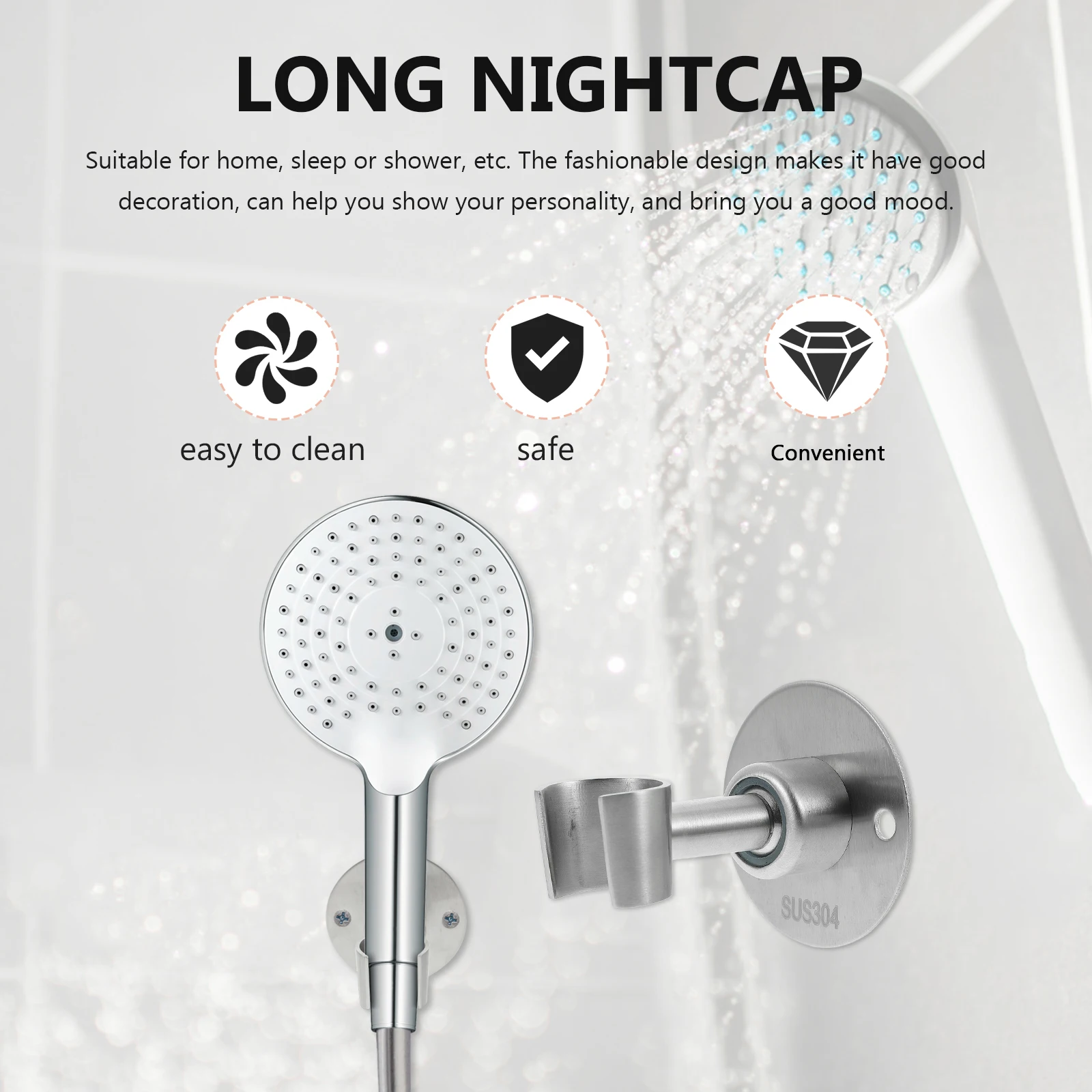 

Stainless Steel Shower Head Bracket Holder Wall Mount Bathroom Accessories Lightweight Anti Rust Fits Most Shower Heads Easy
