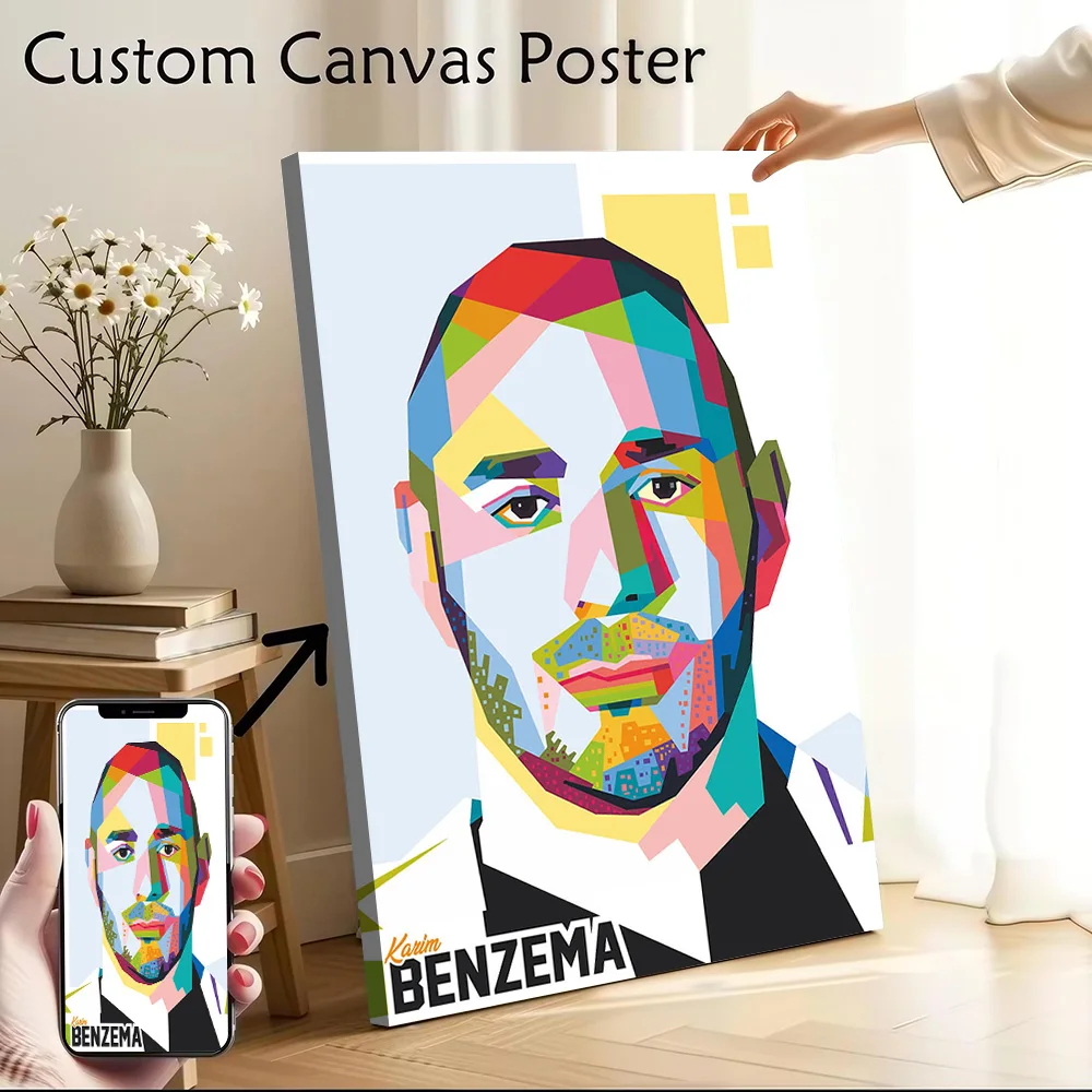 Póster impreso en lienzo de Karim Benzema, imágenes personalizadas, arte de pared, pintura en lienzo para decoración de paredes, sala de estar, decoración del hogar