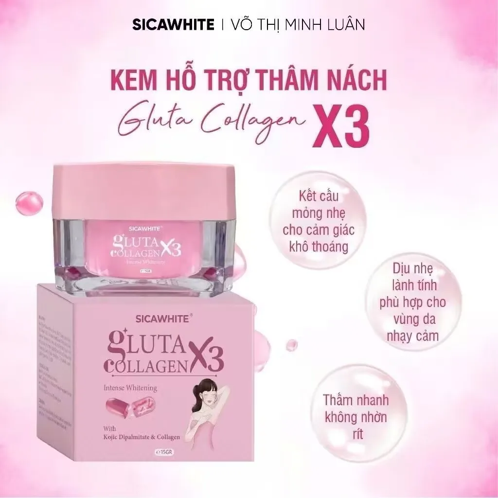 KEM Giam Tham Vung Nach Mong Gluta CollagenX3 Eliminate Underarm Darkening Buttocks Neck Elbows Knees Skin Melanin ReducingCream