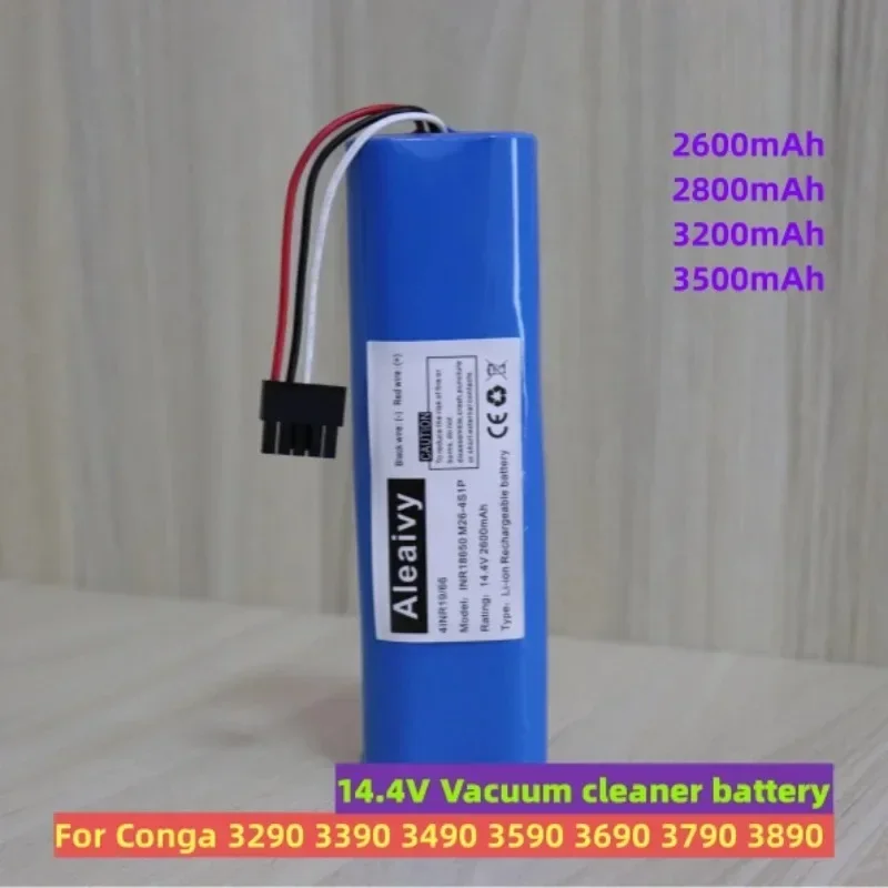 

14.4v 2600mAh Rechargeable Li ion battery For Conga 3290 3390 3490 3590 3690 3790 3890 Sweeping Mopping Robot Vacuum Cleaner