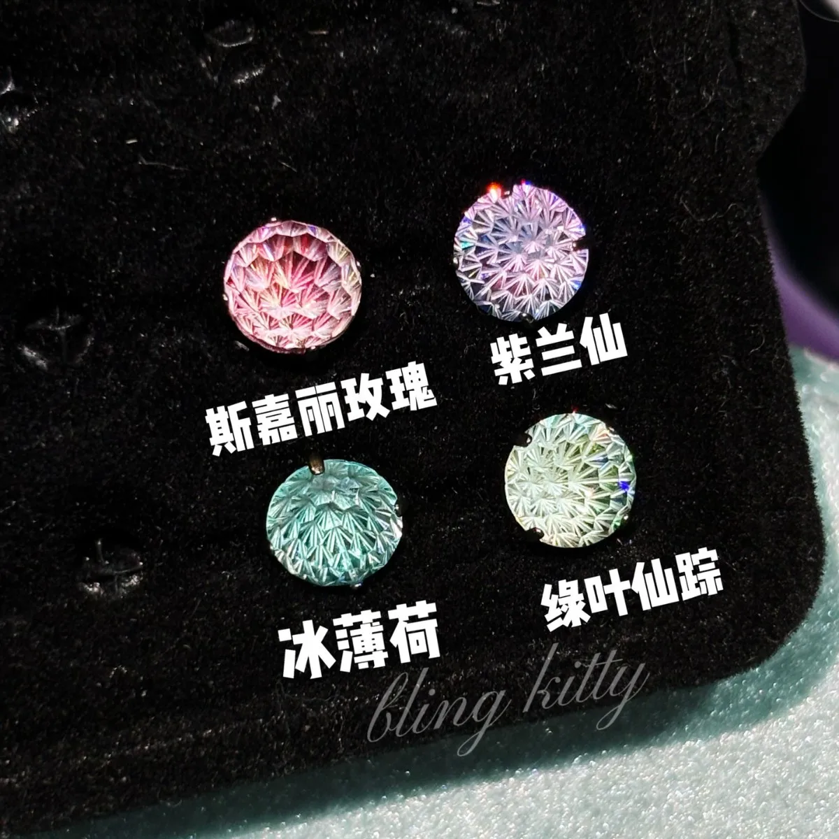 Cartilage Studs Firework Cut Aurora Gradient Spiral Titanium Alloy 6mm Sparkling Lightweight Hypoallergenic Daily Gift