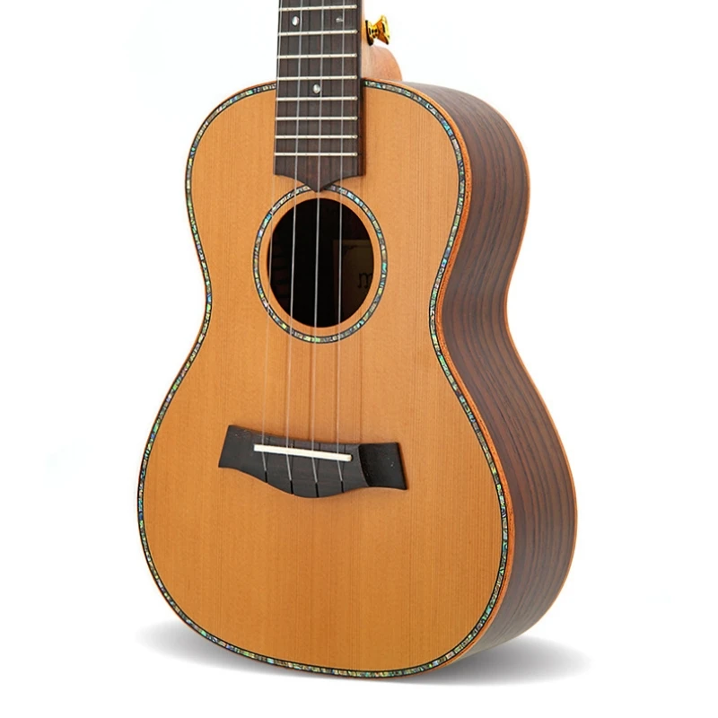 Top Solid Cedar Ukulele 23 26 Inches Matte Concert Tenor Acoustic Electric Guitar Ukelele 4 Strings Guitarra Uke Pick Up