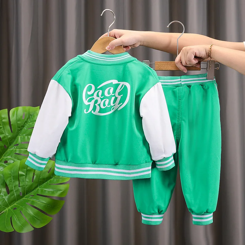 Children\'s Suit 2024spring autumn Boy Clothing Letter printing 2-piece set Fashion and Leisure Baby Jacket+Pants Suit0-5Y