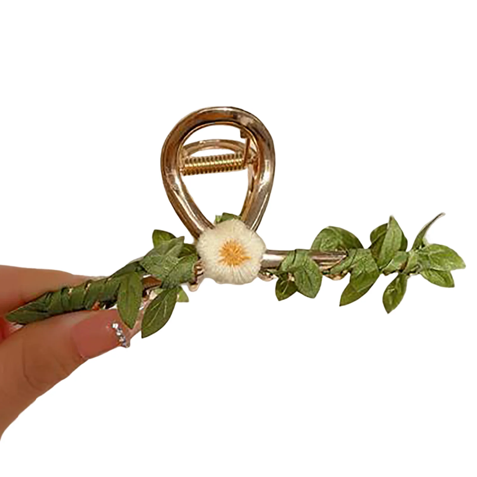 Flower with Vine Hollow Out Hair Claw Artificial Creative Large Non Slip Clips for Thick Curly Hair Styling Decorative