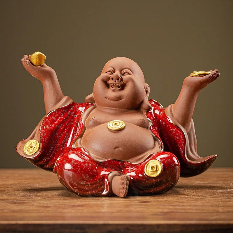Chinese Ceramics Attract Wealth,Maitreya Laughing Buddha Ornaments,entrance Hall,living Room,home,office Decoration Placement