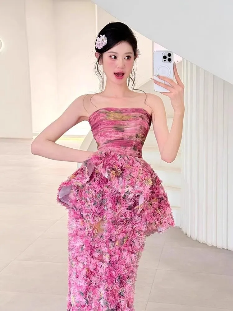 Flower morning robe sweet toasting elegant host art examination dress
