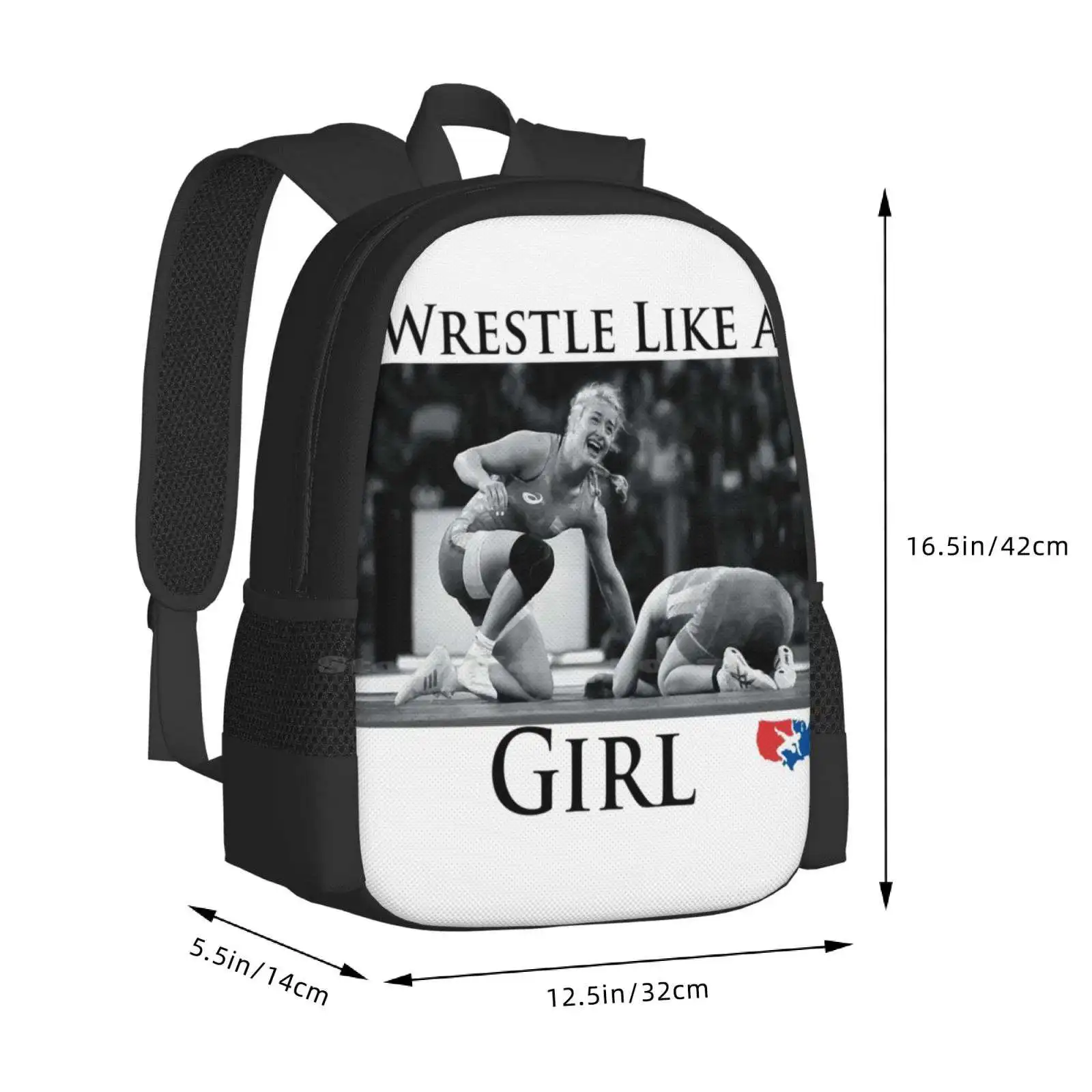 Mochila medalha de ouro para estudante, Bolsa Wrestling para menina, Novas chegadas, Bolsas Unisex, USA Wrestling