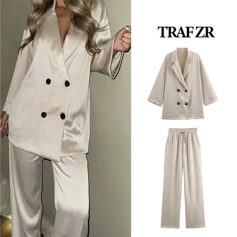 TRAF ZR Women\'s Clothing Trend 2024 Sets Two Pieces Modern Elegant Casual Set Piece Outfit Luxury Womens Pants Fashion Outfits