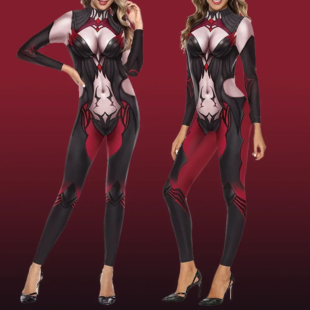 

Halloween Black Sexy Bodysuit Cosplay Costume Men Women Holiday Party Disguise Oufit Fashion 3D Print Stage Jumpsuit Catsuit