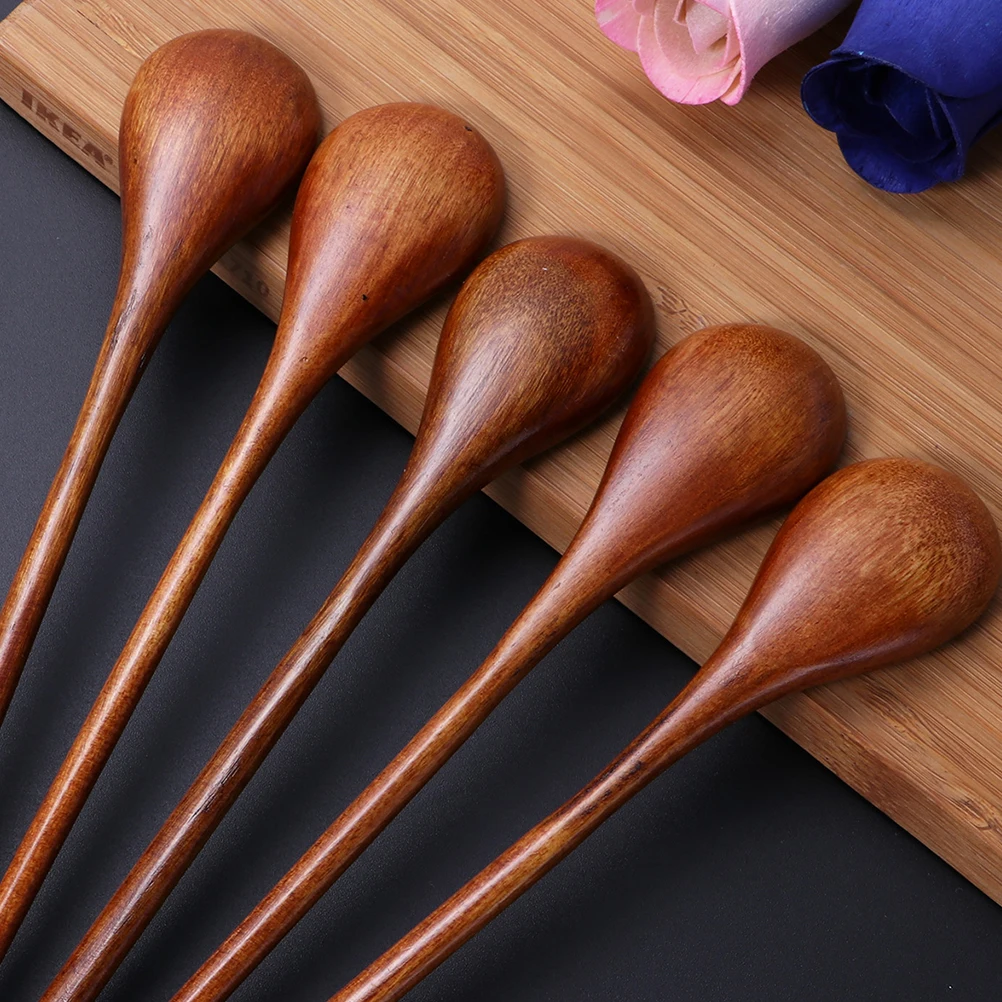 

10 Pcs Mixing Spoon Comfortable Handle Spoons Wood Kitchen Camping Bamboo