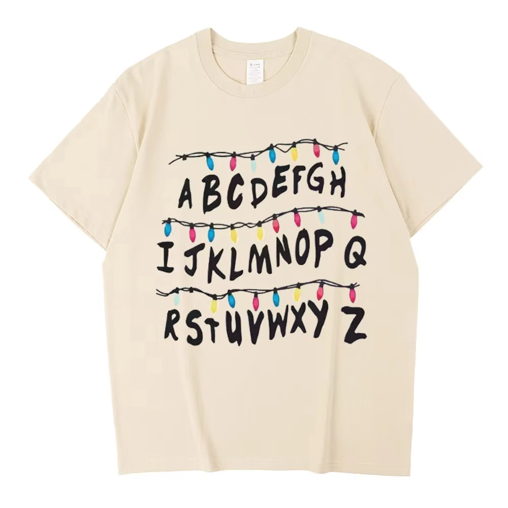 2026 High Quality Cotton Stranger Christmas Light T-shirt Monster Graphic T Shirts Gothic Fashion Vintage Tees