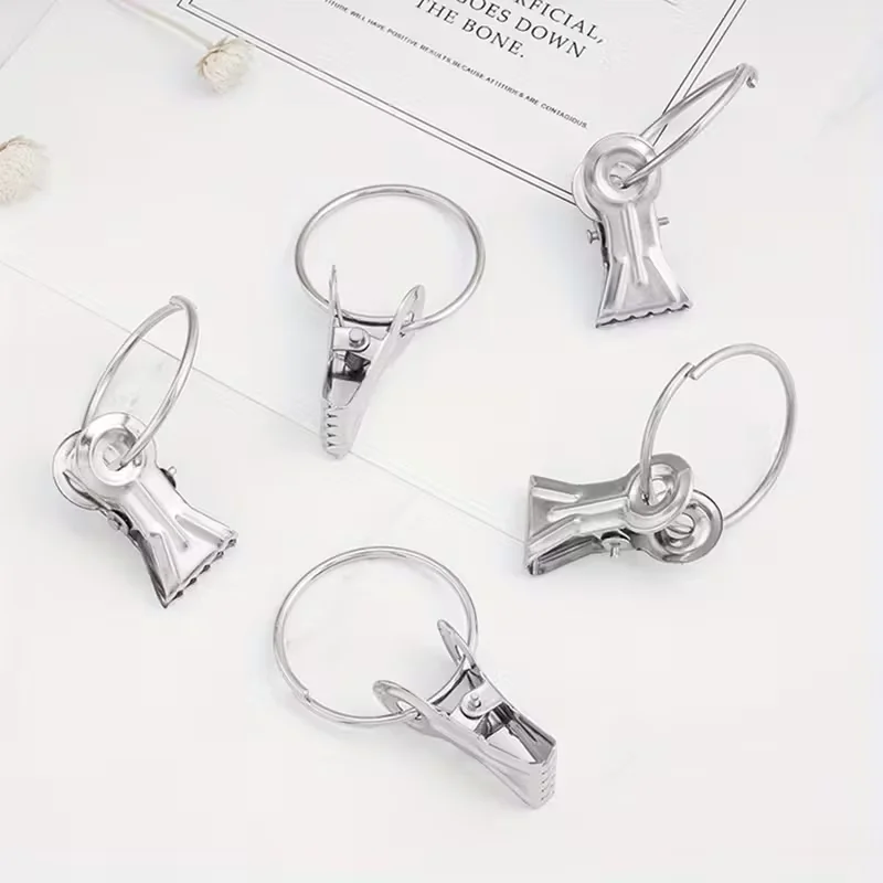 20Pcs Stainless Steel Curtain Clips With Hooks Shark Clip Hanging Clamps Window Curtain Hook Clips For Home Decoration Crafts