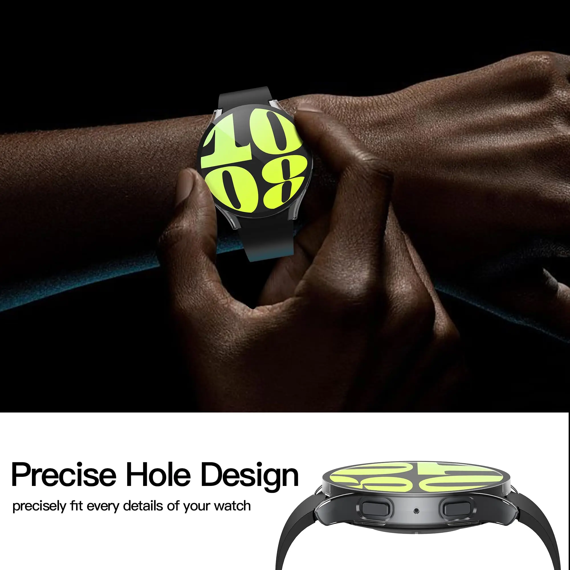 Szkło + etui do Samsung Galaxy Watch 6 40mm 44mm, osłona ekranu PC folia ze szkła hartowanego do Samsung Galaxy watch 6 40 mm 44mm