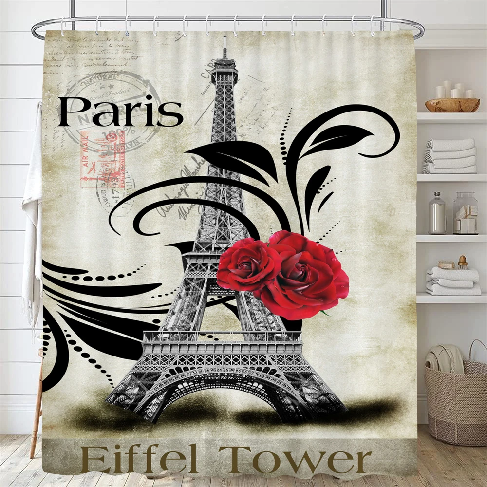 

London Paris Scenic Paris Tower Printed Curtains for Bathroom Shower Curtain Partition Accessories Bath curtain Home