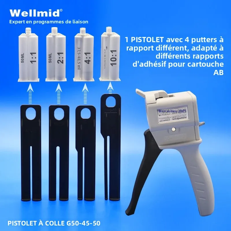 Pistolet à colle AB 1:1 1:2 50ml et 4:1 10:1 45ML, cartouche de Base carrée, mélange manuel, distributeur de distribution, pistolet à colle Araldite