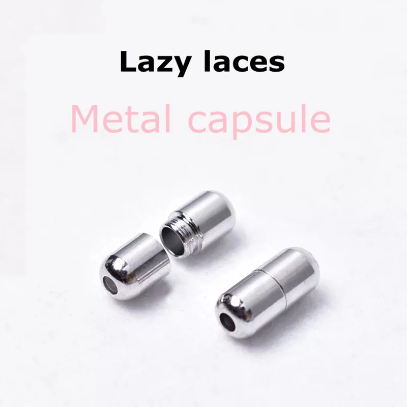 1 Paar Metalen Capsule Schoenveters Geen Stropdas Schoenveter Elastische Veters Ronde Kinderen Schoenveter Leisure Quick Sport Veters Unisex