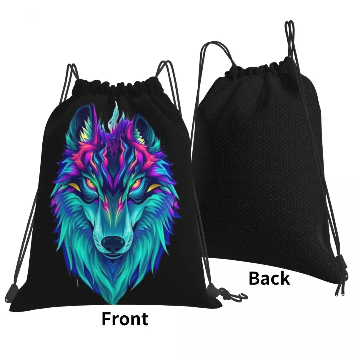 Wild Wolf Backpacks Multi-function Drawstring Bundle Pocket Shoes Bag Book Bags for Travel School
