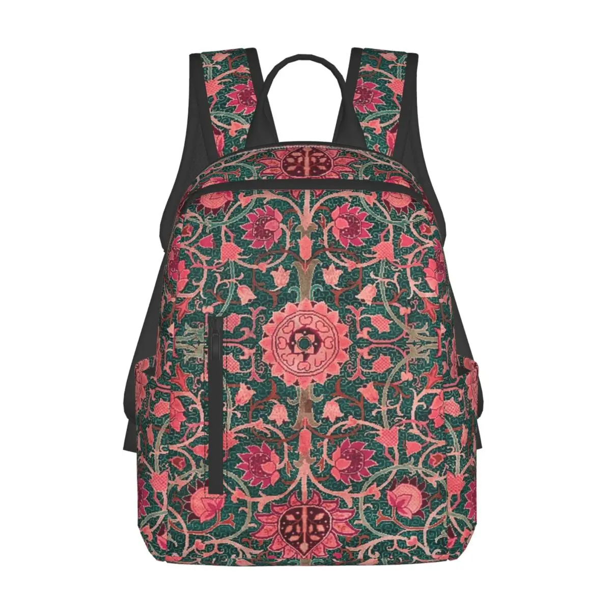 

William Morris Flower Pattern Backpack Daypack Large Capacity Children BookBag School Bag Shoulder Bags for Men Women