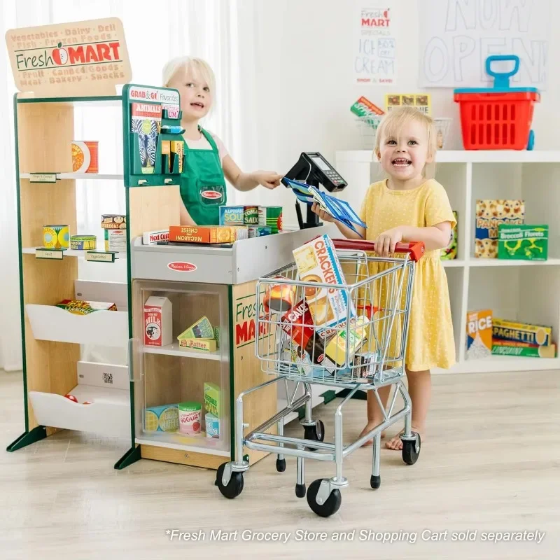 Tools.Grocery Store - Jogo de fingir de supermercado, Loja de brincadeiras infantis, Prateleira de comida de brinquedo para crianças e mais de 3 anos - Tapete certificado FSC