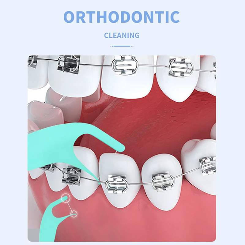 لُقطات خيط تنظيف الأسنان التي تستخدم لمرة واحدة ، فرشاة بين الأسنان ، أداة العناية بصحة الفم ، 50 في كل كيس