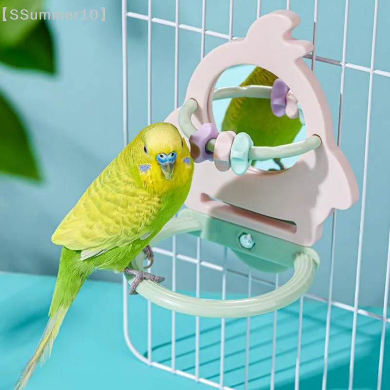 【SSummer10】Interactive Bird Mirror Relieve Boredom Toy - Parrot Grinding Teeth Stand Gnawing Pole for Birdcage Accessories【SS】 view 2