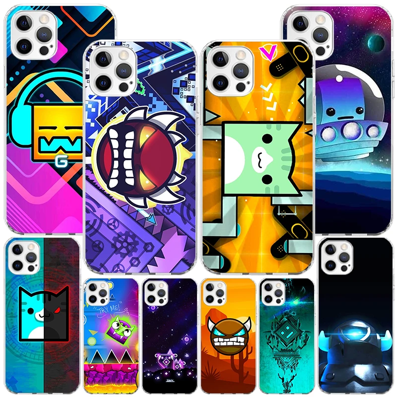 Funda para Teléfono con Diseño del Juego Geometry Dash para iPhone 17 Air 16 Pro Max 17E 16E 15 + 14 Plus 11 12 13 7 8 SE, Funda con Estampado de Regalo, Fundas 17 Air 1