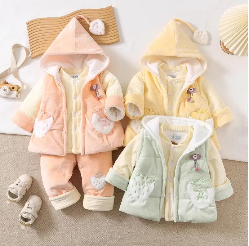 Baby girl\'s thin cotton three-piece suit