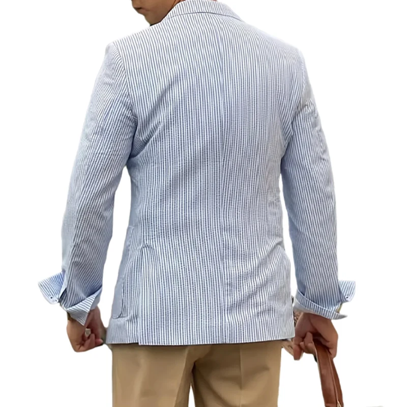 

Suit Blazer Jacket Men's Striped Seersucker Suit Jacket Summer Lightweight Casual Blazer Wedding Business Event Formal Occasions