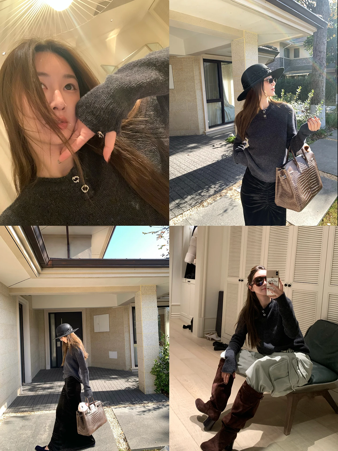 

Vcruan Aiige Crokheart Lazy Person Full Wool Sweater Autumn Winter Metal Detailing Loose Fit Long Sve round Ne Top