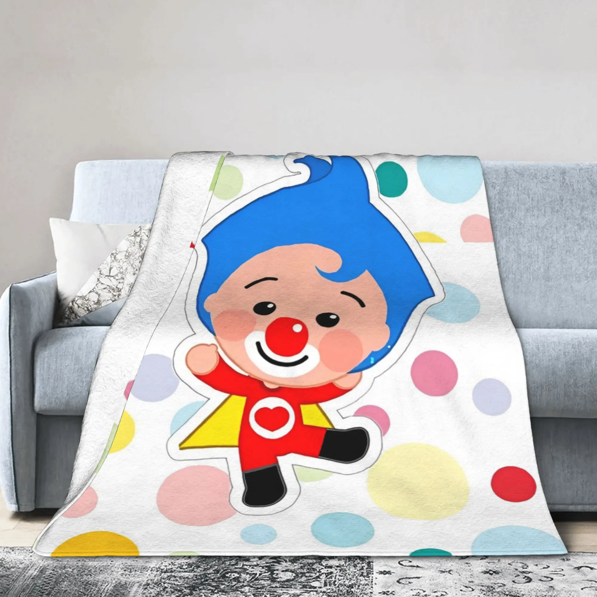 Cartoon Clown P-Plims Flannel Throw Blanket  Blankets for Sofa Office Warm Bedding Throws,