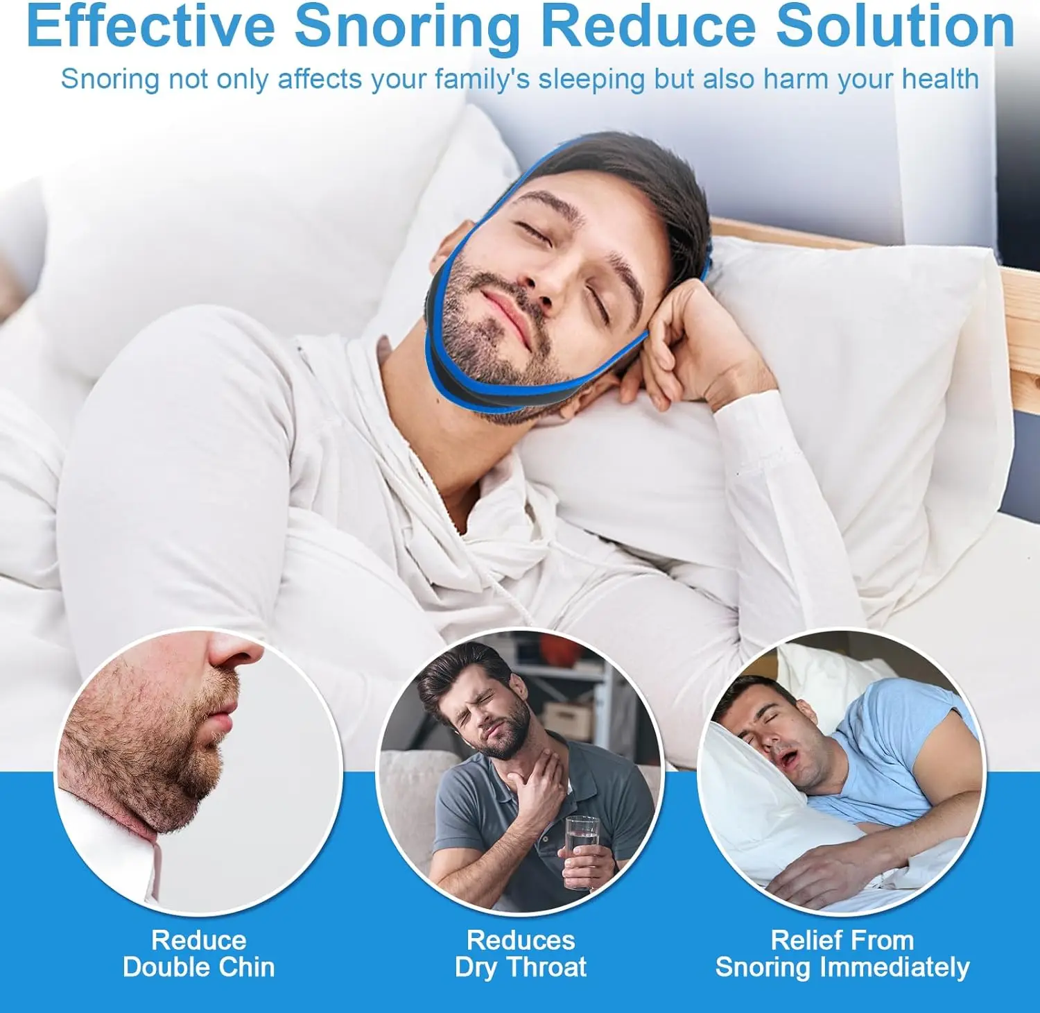 Anti Snoring Chin Strap for CPAP Users Breathable and Adjustable Snoring Solution Stop Snoring Chin Strap Sleep Chin Strap