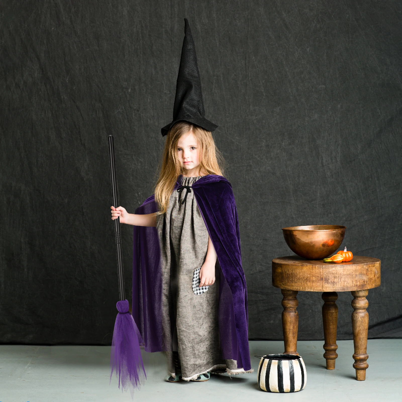 

1 комплект, набор плащок с метлой, костюм ведьмы на Хэллоуин, костюм метлы, накидка с капюшоном, декоративная опора для косплея, аксессуар для вечеринки