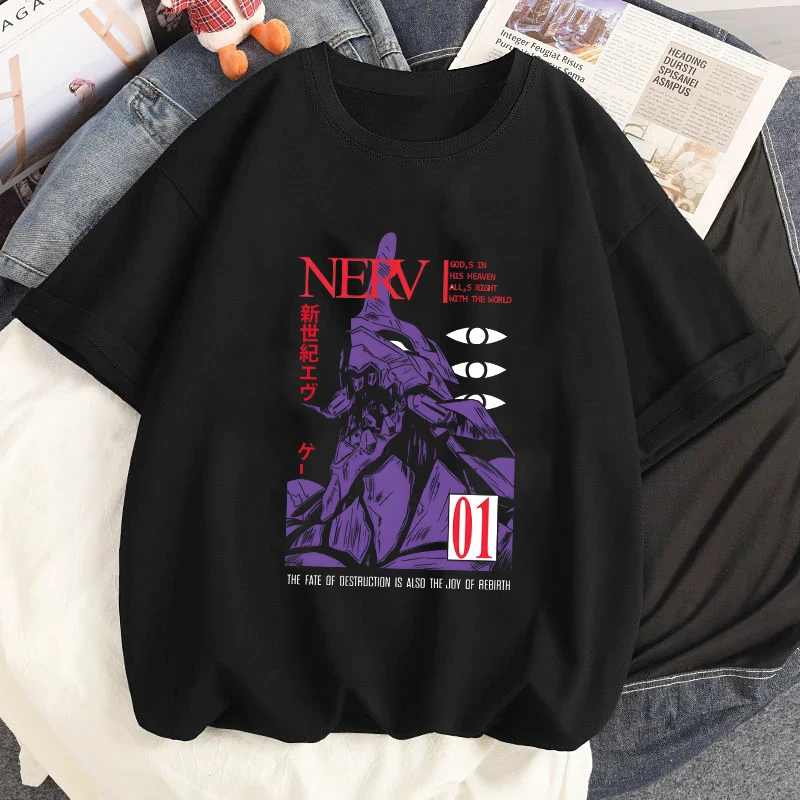 Ayanami-Rei Graphic T-shirt Anime New Century-Evangelion Printed T Shirt Summer Men Casual Short Sleeves Streetwear Tshirt Tops