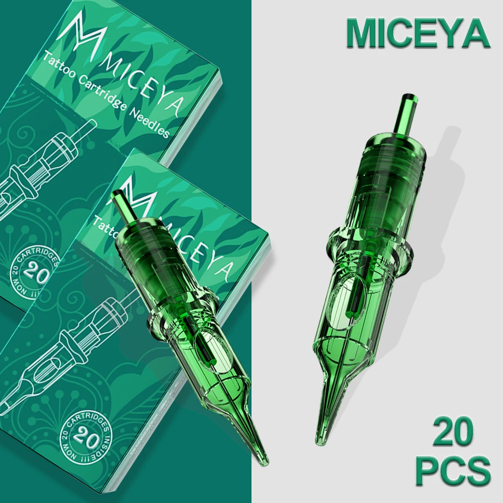 MICEYA 20Pcs Green Disposable Tattoo Cartridge Needles Sterilized Safety Needle for Tattoo Pen Machine Permanent Makeup Tools