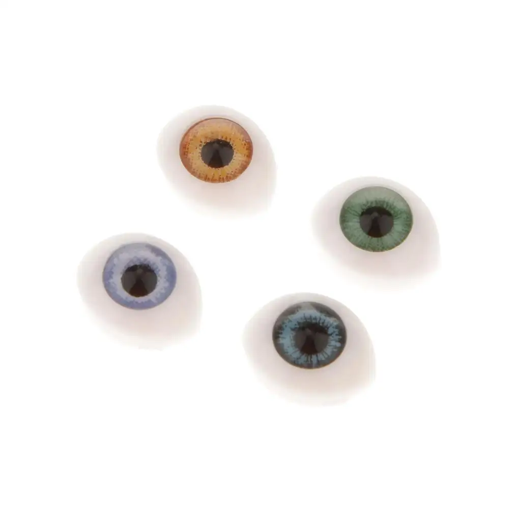 4 Pairs Ovale Platte Achterkant Plastic Ogen 5mm/6mm/7mm/8mm/9mm Iris voor Porselein of Reborn Poppen Maken DIY Benodigdheden