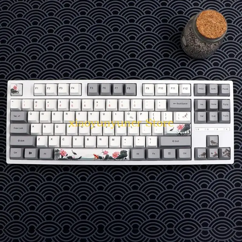 

P9JB 18Key PBT Keycap Set for Mechanical Keyboards Dye Sublimations Nobori Carp For Programmers and Gamers Keycap