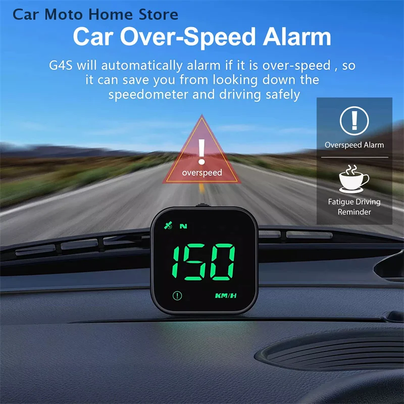 Velocímetro con pantalla frontal para coche, Mini velocímetro alimentado por USB de 2,5 pulgadas con brújula GPS, alarma de exceso de velocidad G4S, LED, recordatorio de fatiga y conducción HUD