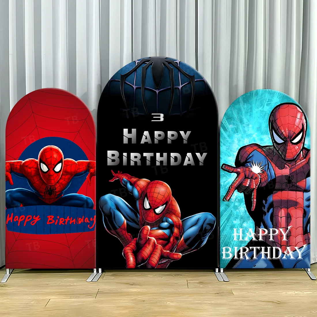 

TB Marvel Theme Superhero Spider-Man Arch Backdrop Cover for Boys Birthday Party Decor Photo Background Wall Baby Shower Props