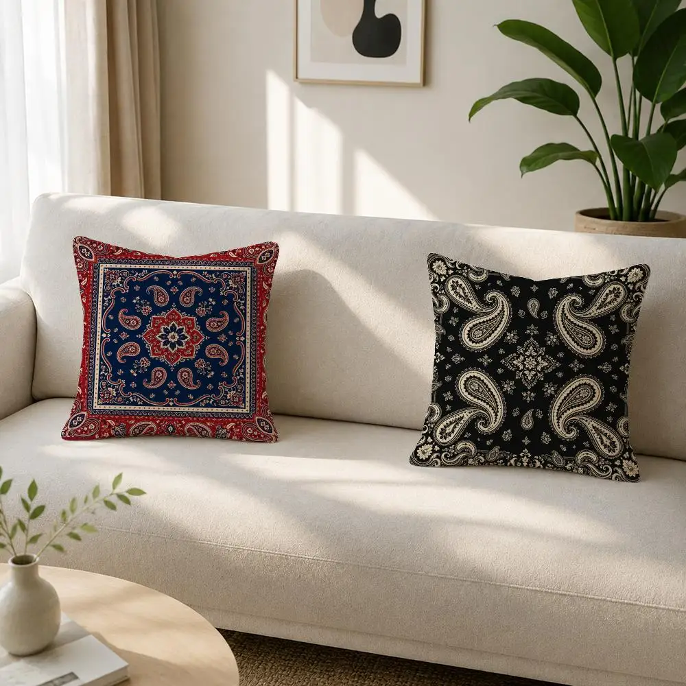 Pattern Paisley Bandana Pattern Cushion Cover Soft Plush Cushion Covers Fluffy Throw Pillow Cases for Sofa Bedroom Home Decor