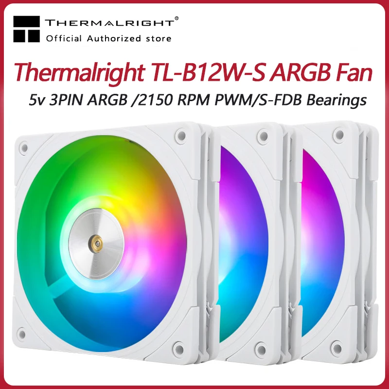 Thermalright TL-B12S TL-B12W-S 120mm Fan PC Computer Case Fan Cooling Cooler 3PIN ARGB 12cm Mute Fans 4pin PWM Adjust Speed fan