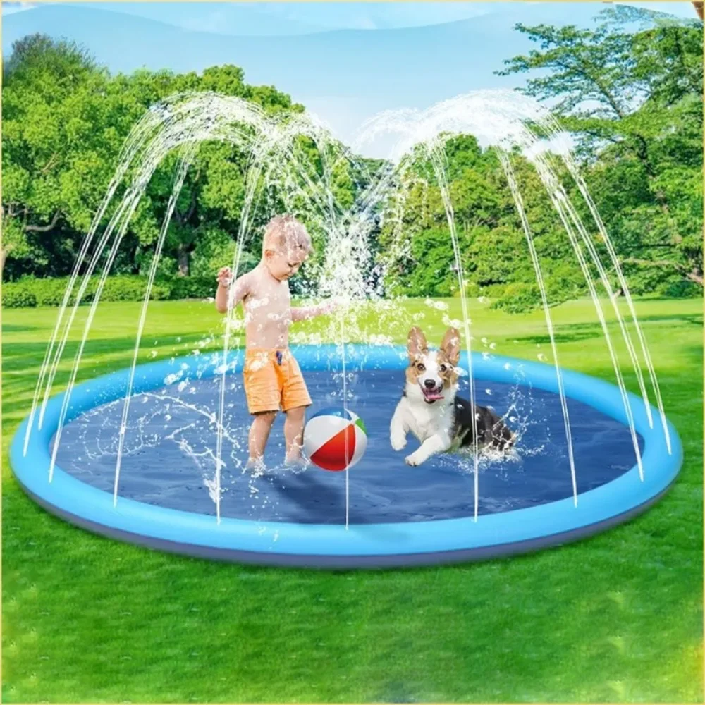 Pet Splash Pad com aspersor, piscina anti-derrapante para cães, esteira de água para crianças, brincadeiras ao ar livre, 100cm
