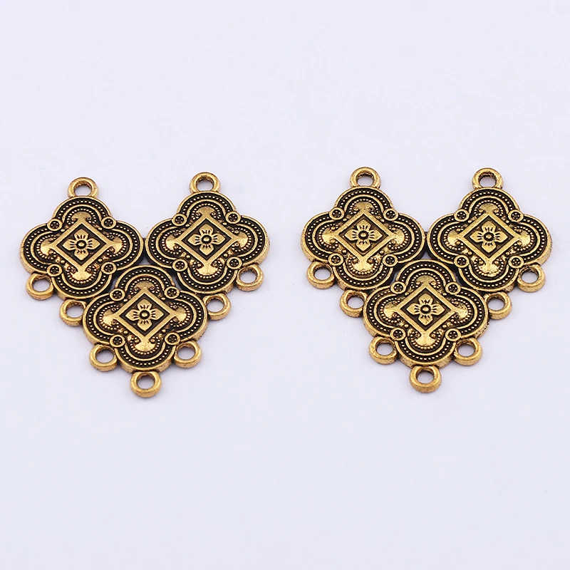 10 x Tibetan Silver Tone Vintage Ethnic Dangle Drop Connector Earring Charms Pendants For Jewelry Making Findings
