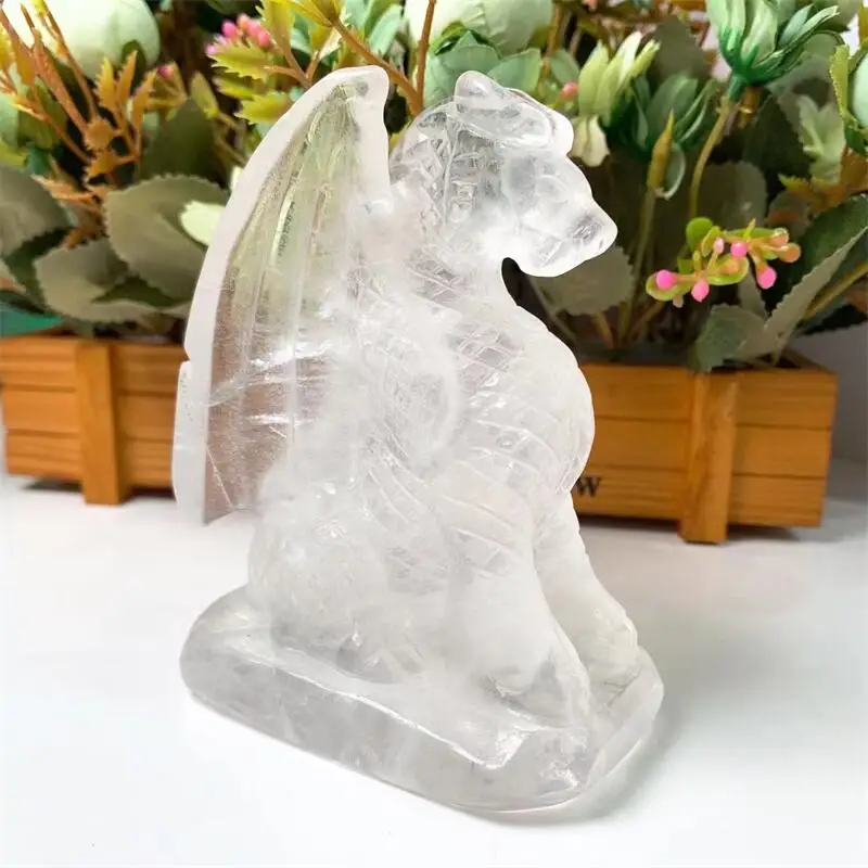 

Natural Clear Quartz Flying Dragon Powerful Crystals Carving Crafts Healing Ornament Gift Home Room Decoration 1pcs