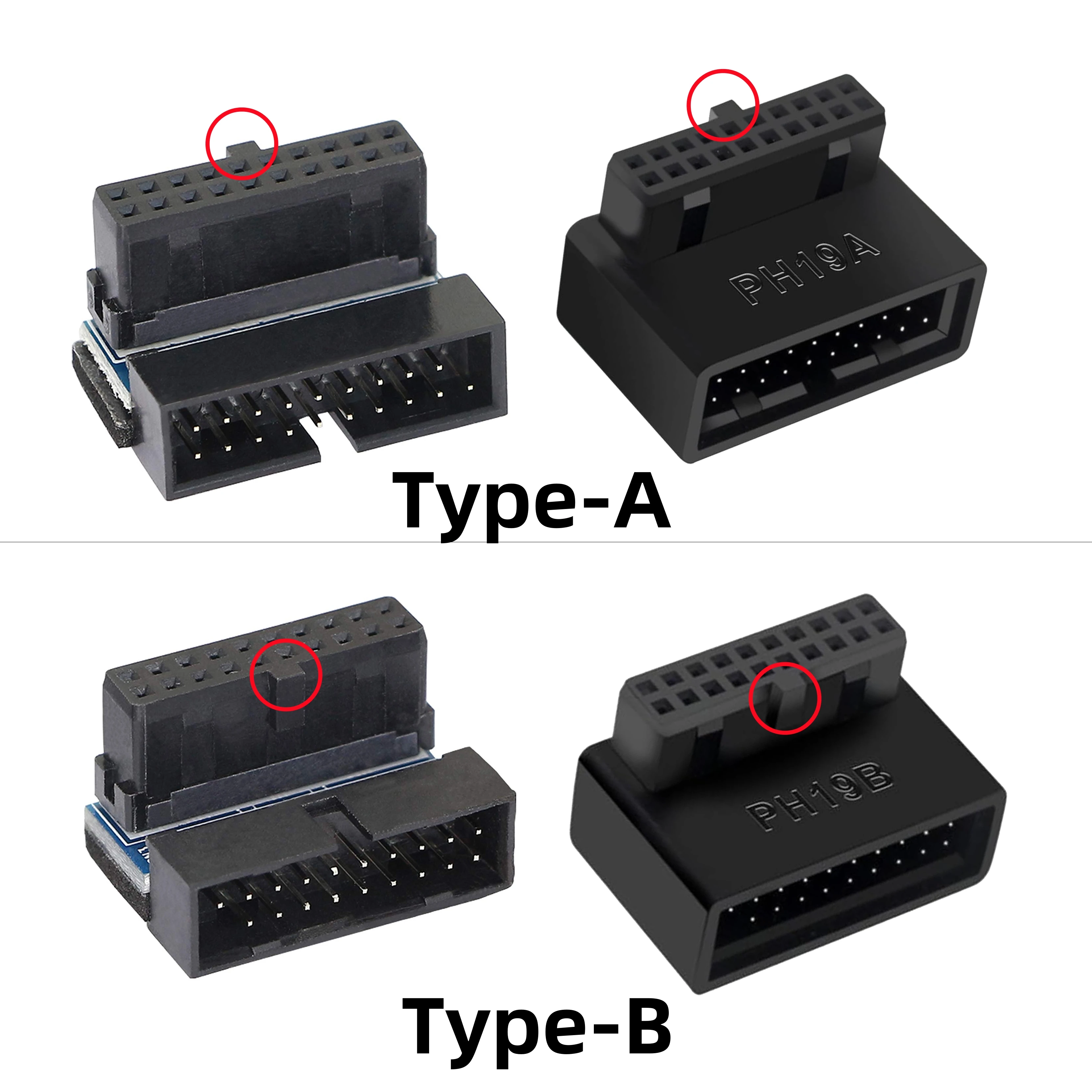 

Motherboard Adapter USB 3.0 19Pin/20 Pin Male to Female Right Angle Turn Connector for Desktop PC Streamlined Cable Management