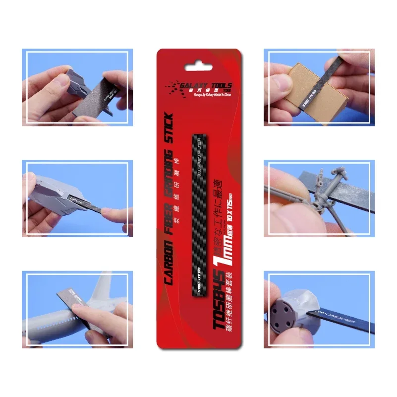 Bastão de moagem de fibra de carbono Galaxy T05B45-48 – blocos de lixamento e polimento de modelo de plástico para construção de modelo militar DIY