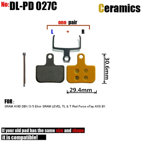 Imagen 2 del producto Pastillas de freno de disco de cerámica para bicicleta, accesorios para SRAM AVID DB1/3/5 Elixir LEVEL TL & T Red Force eTap AXS B1, 4 pares