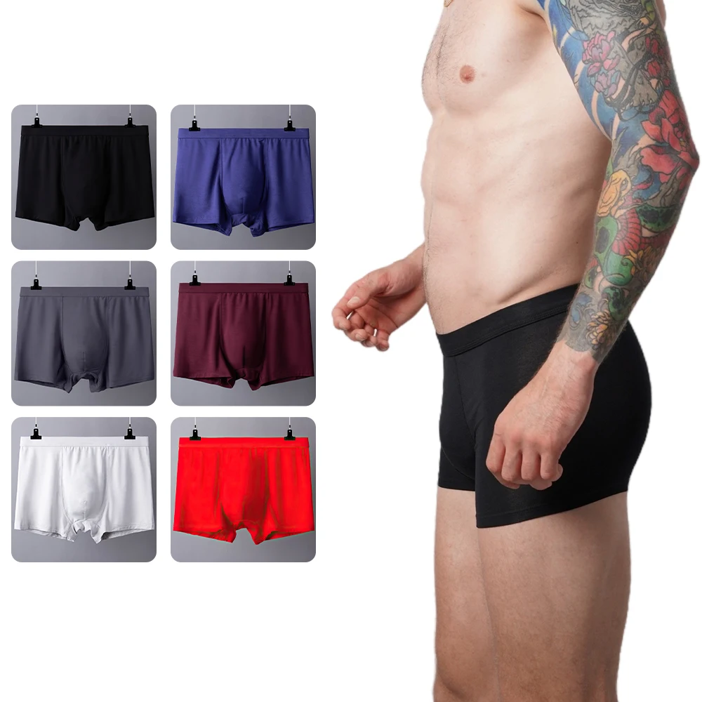 Modal Seamless Men\'s Underwear Men Mid-Waist Sports Boxers Comfortable Underpants Breathable 2XL-9XL Loose Plus Size Fat Boxers