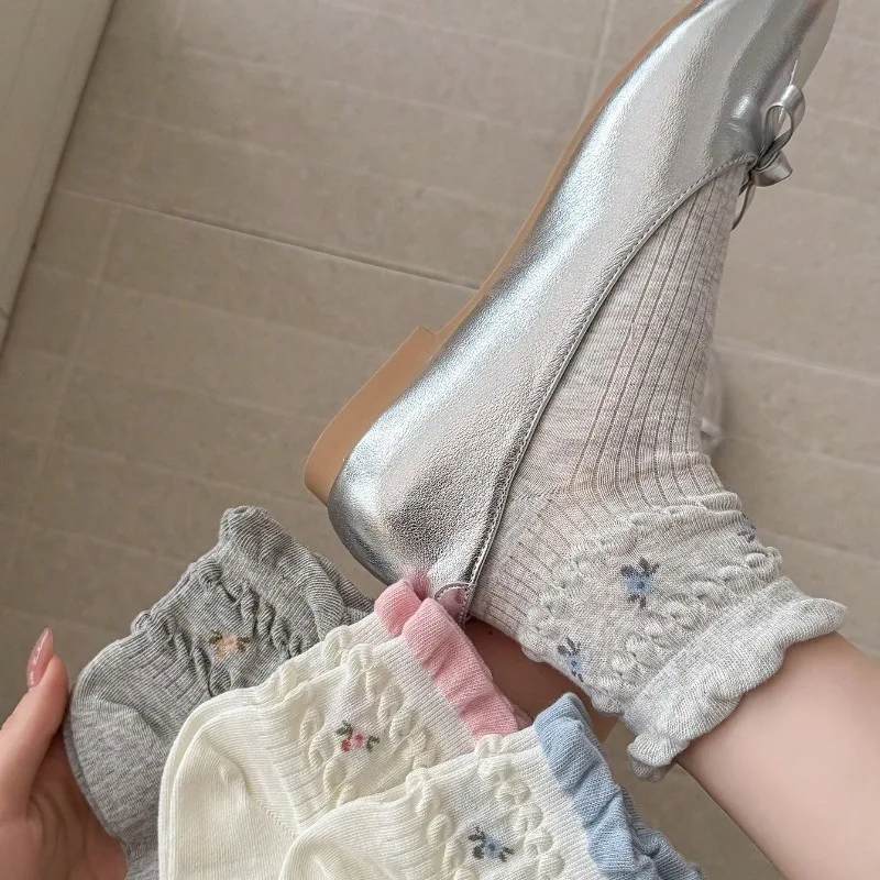 Women Short Socks New Fashion Spring Summer Ankle Socks Cute Flower Cotton Breathable Korean Style Girls Socks
