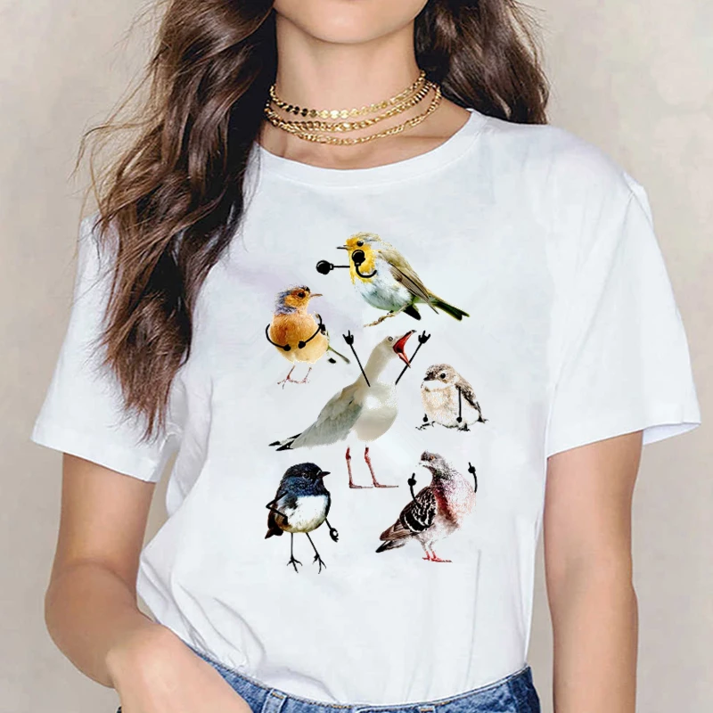 

Funny Cute Little bird Print Women t shirt Summer Short Sleeve O Neck tshirt Female Tee Shirt Tops Camisetas Mujer