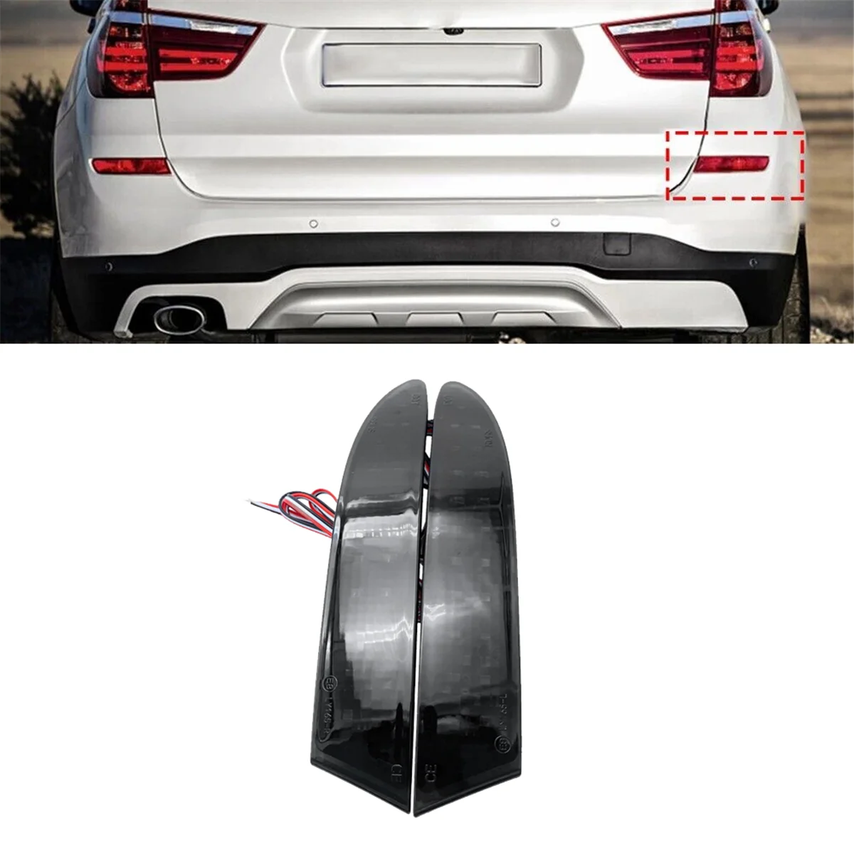 For BMW X3 F25 2014-2017 Car LED Rear Bumper Light Rear Fog Lamp Parking Warning Light Reflector Taillights 63257352209